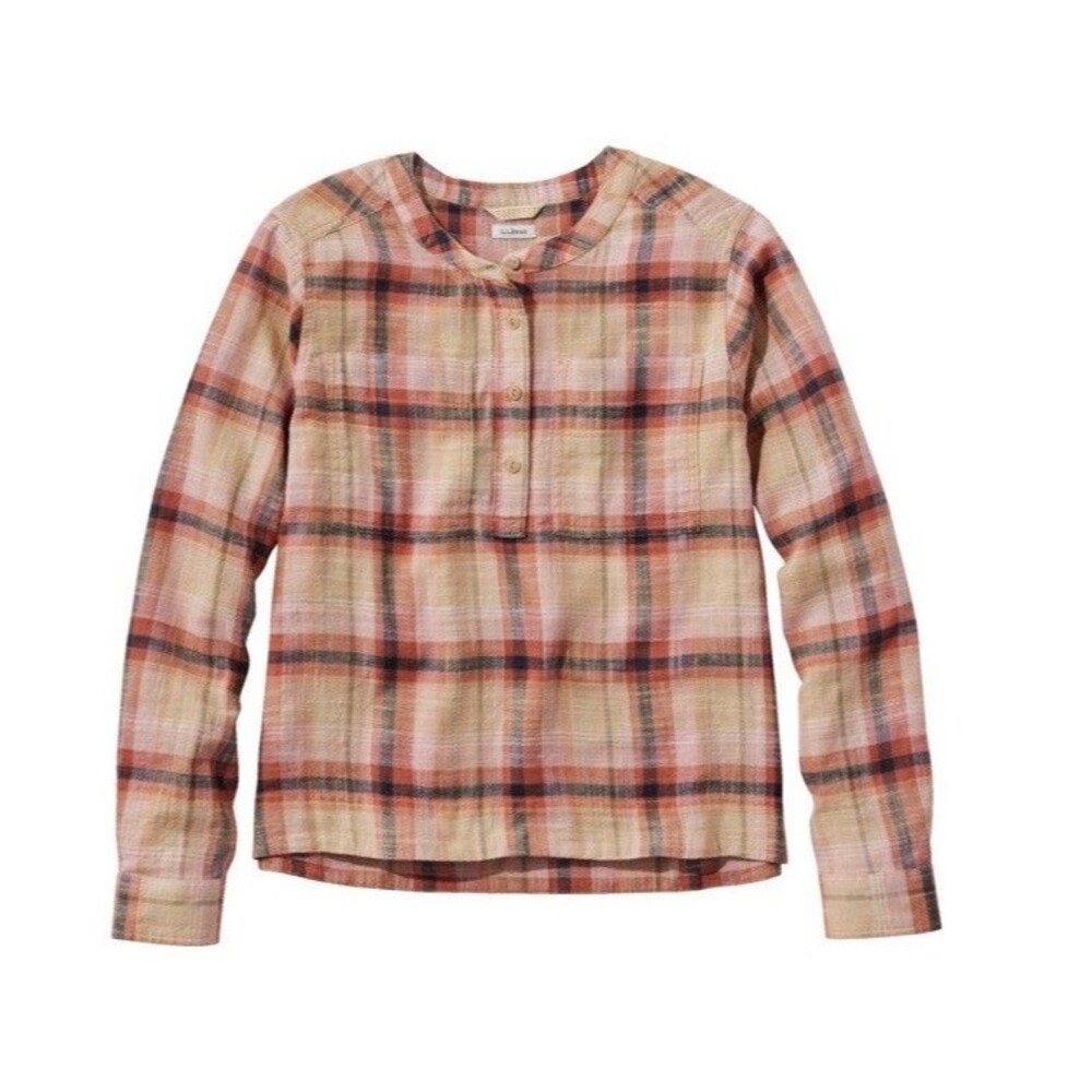 L.L.Bean Day Breeze Shirt Long Sleeve Button Front Small Vintage Khaki